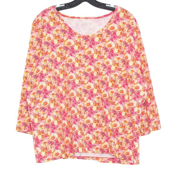 Talbots Top 3/4 Sleeve Cottage Coastal Grandma Feminine Romantic Boho Floral 3X - Picture 1 of 5